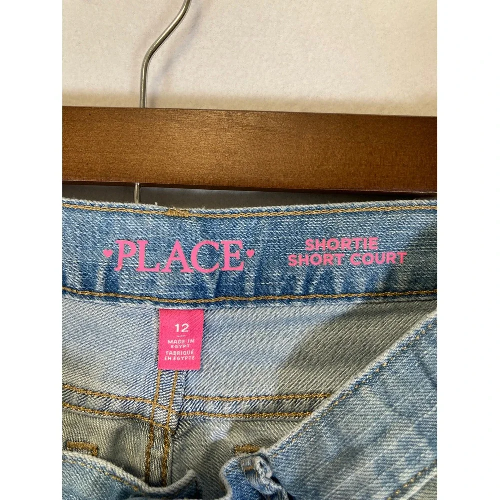 Classic Summer The Childrens Place Girls 12 Blue Denim Shortie Cuffed‎ Shorts